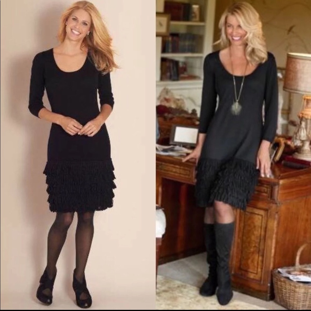 CK poodle fringe sweater dress